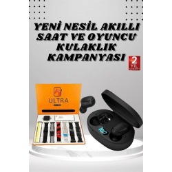 Mey İthalat® Dijital Göstergeli Kulaklık ve 7 Kordonlu Akıllı Saat Android ve İOS Uyumlu Uyku Takibi Sesli Görüşme
