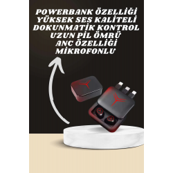 Mey İthalat® Dijital Göstergeli Powerbank Kablosuz Kulaklık ve 7 Kordonlu Yeni Nesil Akıllı Saat Dokunmatik Kontrol