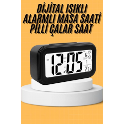 Mey İthalat® Dijital Masa Saati Takvim Çalar Saat Alarmlı Işıklı Led Ekran Pilli