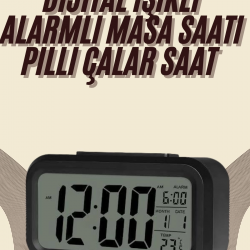 Mey İthalat® Dijital Masa Saati Termometreli Takvim Çalar Saat Led Ekran Pilli
