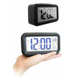 Mey İthalat® Dijital Masa Saati Termometreli Takvim Çalar Saat Led Ekran Pilli