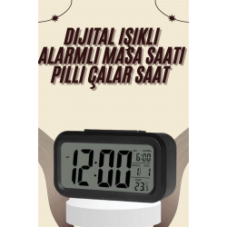 Mey İthalat® Dijital Masa Saati Termometreli Takvim Çalar Saat Led Ekran Pilli