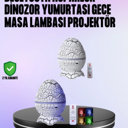 Mey İthalat® Dinozor Yumurtası Galaksi Projektör Gece Lambası 4'ü 1 Arada – Bluetooth Hoparlörlü