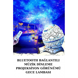 Mey İthalat® Dinozor Yumurtası Gece Masa Lambası Bluetooth Hoparlör 14 Renk Seçeneği