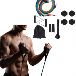 Mey İthalat® Direnç Seviyeli Pilates ve Fitness Egzersiz Bandı Seti Kapı Askılı