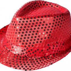 Mey İthalat® Disko Star Kırmızı Payetli Fötr Şapka Yetişkin Boy
