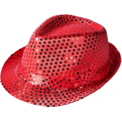 Mey İthalat® Disko Star Kırmızı Payetli Fötr Şapka Yetişkin Boy
