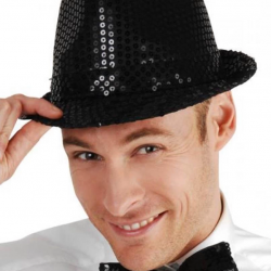 Mey İthalat® Disko Star Siyah Payetli Fötr Şapka Yetişkin Boy