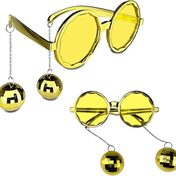 Mey İthalat® Disko Toplu Küpeli Parti Gözlüğü Altın Renk