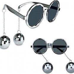 Mey İthalat® Disko Toplu Küpeli Parti Gözlüğü Gümüş Renk