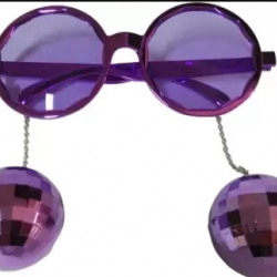 Mey İthalat® Disko Toplu Küpeli Parti Gözlüğü Mor Renk 15x16 cm