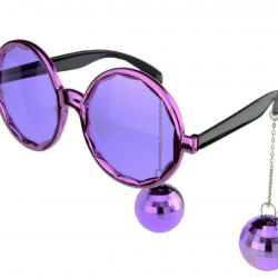 Mey İthalat® Disko Toplu Küpeli Parti Gözlüğü Mor Renk 15x16 cm