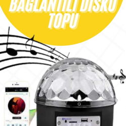 Mey İthalat® Disko Topu Renkli Işıklı Lazer Parti Bluetooth Bağlantılı Led Küre