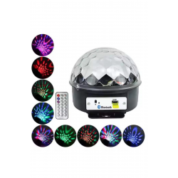 Mey İthalat® Disko Topu Renkli Işıklı Lazer Parti Bluetooth Bağlantılı Led Küre