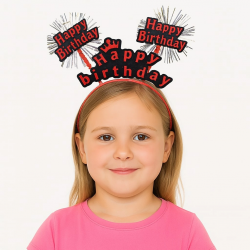 Mey İthalat® Doğum Günü Kutlaması İçin Kırmızı Taç – Işıltılı Yazılı Parti Tacı