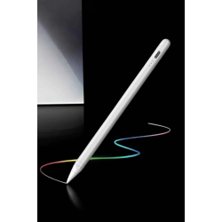 Mey İthalat® Dokunmatik Kalem Beyaz Şarjlı Yedek Uçlu Android ve İOS Uyumlu