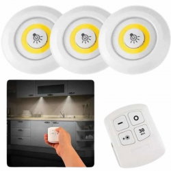 Mey İthalat® Dolap Işığı Mutfak Rafı Işığı Uzaktan Kumandalı 3 Lü Spot Led Lamba