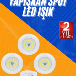 Mey İthalat® Dolap Işığı Mutfak Rafı Işığı Uzaktan Kumandalı 3 Lü Spot Led Lamba
