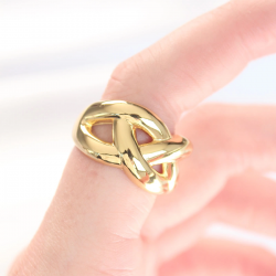 Mey İthalat® Düğüm Model Gold Renk Ayarlanabilir Yüzük