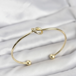 Mey İthalat® Düğüm Model Pirinç Gold Renk Kadın Bileklik