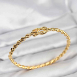 Mey İthalat® Düğüm Model Pirinç Gold Renk Kadın Kelepçe Bileklik