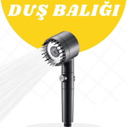 Mey İthalat® Duş Başlığı Yüksek Basınçlı Masaj Taraklı 3 Kademeli