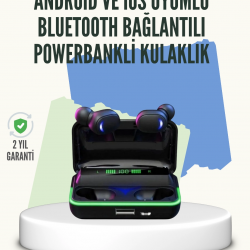 Mey İthalat® E10 Powerbank Şarjlı Bluetooth 5.1 Kulaklık Spor ve Oyun İçin