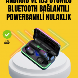 Mey İthalat® E10 Powerbanklı Bluetooth Kulaklık Oyun Modu ve Şık Tasarım
