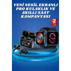 Mey İthalat® Ekranlı Yeni Nesil Pro Kulaklık ve Akıllı Saat Kampanyası Kulak İçi Mikrofonlu