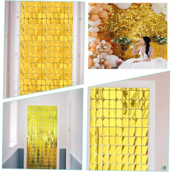 Mey İthalat®  Ekstra Metalize Altın Renk Disko Dikdörtgen Kesim Kapı Perdesi Dekorasyon 1x2 Metre