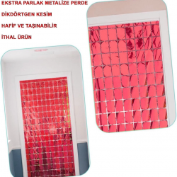 Mey İthalat®  Ekstra Metalize Kırmızı Renk Disko Dikdörtgen Kesim Kapı Perdesi Dekorasyon 1x2 Metre