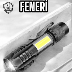 Mey İthalat® El Feneri Led USB Şarjlı Zoom Mini Led Işık Acil Durum Feneri