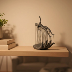 Mey İthalat® El İnsan Figürü Gri Modern Sanatsal Tasarım Salon ve Raf Dekorasyonu İçin Özel Biblo