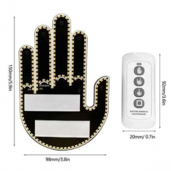 Mey İthalat® El Orta Parmak Led Kumandalı Araç İçi Reflektör Arka Cam El Simgesi