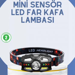 Mey İthalat® El Sensörlü LED Far Suya Dayanıklı Şarjlı Kafa Lambası