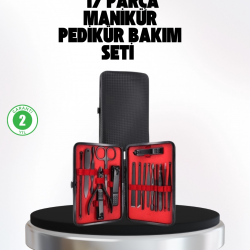 Mey İthalat® El ve Ayak Bakım Seti 17 Parça Taşınabilir Deri Çantalı Manikür Seti