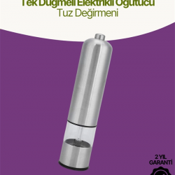 Mey İthalat® Elektrikli Baharat Öğütücü Pilli Paslanmaz Çelik Otomatik Tuz Karabiber Değirmeni