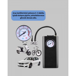 Mey İthalat® Elektrikli Hava Kompresörü Type-C USB Şarjlı Çok Fonksiyonlu Lastik Pompası