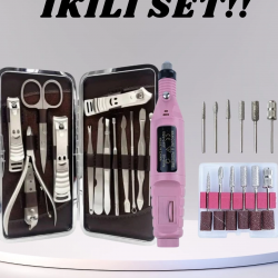 Mey İthalat® Elektrikli Manikür Pedikür Seti İkili Set 12 Parça Tırnak Bakımı Törpü Protez Çıkarma