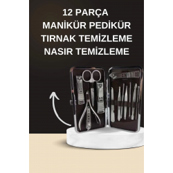 Mey İthalat® Elektrikli Manikür Pedikür Seti İkili Set 12 Parça Tırnak Bakımı Törpü Protez Çıkarma