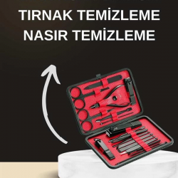 Mey İthalat® Elektrikli Manikür Pedikür Seti İkili Set 17 Parça Tırnak Bakımı Nasır Temizleme Tırnak Şekillendirme
