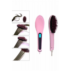 Mey İthalat® Elektrikli Saç Düzleştirici Tarak Saç Düzleştirici Fırça Sıkı Dişli Pembe