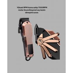 Mey İthalat® Erkek Bakım Makinesi – LCD Ekranlı 7000RPM Şarjlı Saç ve Sakal Kesme Cihazı