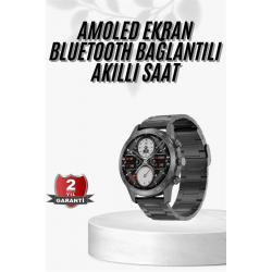 Mey İthalat® Erkeklere Özel Akıllı Saat Çelik Kordon Bluetooth Bağlantılı İOS ve Android Uyumlu
