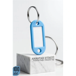 Mey İthalat® Etiketli 100'lü Anahtarlık Halkası – İsim Yazılabilir, Metal Halka ile Şık Tasarım