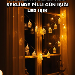 Mey İthalat® Ev Dekoru İçin Ramazan LED Işık Pilli Sıcak Sarı Cami Figürlü