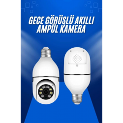 Mey İthalat® Ev Kamerası Wifi Kamerası Gece Görüşlü Akıllı Ampül Kamera