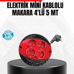 Mey İthalat® Ev ve Ofis İçin 5 Metre Kablolu 4 Priz Makarası