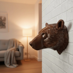 Mey İthalat® Ev ve Ofis İçin Dekoratif Ayı Başı Heykel Hediyelik Duvar Aksesuarı