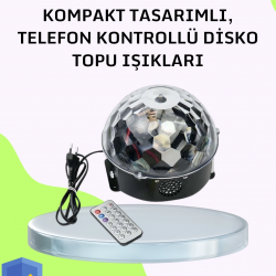 Mey İthalat® Ev ve Parti İçin Masaüstü Bluetooth Disko Topu Işık Gösterisi